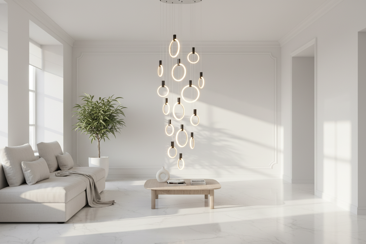 Aluminium Black Rings Long pendant lamp-ChandeliersDecor.com