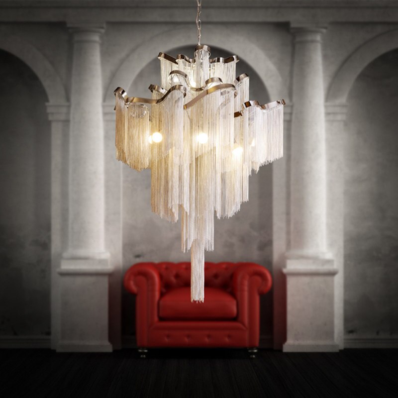 ChandeliersDecor.com-Chandeliers-Aluminium Fringed Chandelier: Elegant and Timeless Design