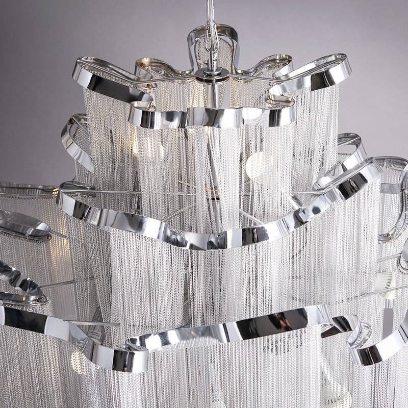 ChandeliersDecor.com-Chandeliers-Aluminium Fringed Chandelier: Elegant and Timeless Design