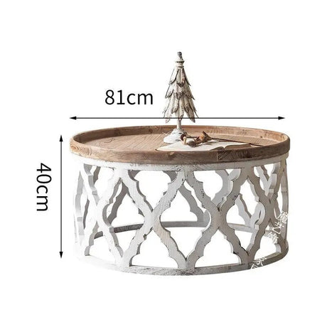 ChandeliersDecor.com-Coffee Tables-American Retro Solid Oak Wood Coffee Table Set