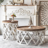 ChandeliersDecor.com-Coffee Tables-American Retro Solid Oak Wood Coffee Table Set