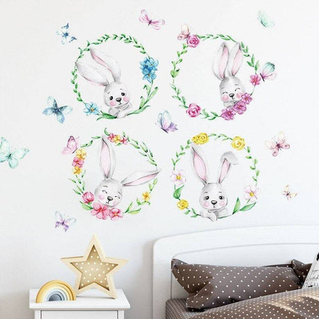 ChandeliersDecor.com-Home Decor Decals-Animal Balloon Wall Decal - Bunny Rabbit Set for Kids Room Decor