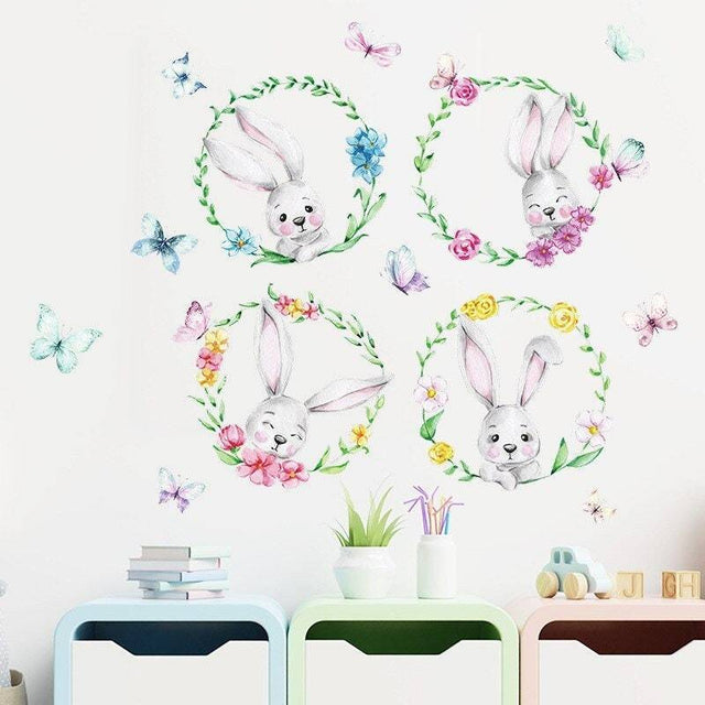 ChandeliersDecor.com-Home Decor Decals-Animal Balloon Wall Decal - Bunny Rabbit Set for Kids Room Decor