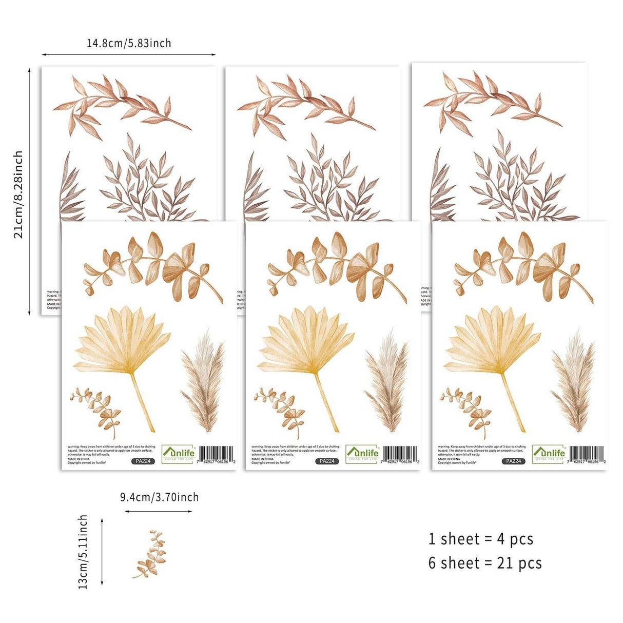 ChandeliersDecor.com-Kids Nursery Bohemian Wall Decals-Animals Boho Leaves Kids Wall Stickers - Creative Room Decor