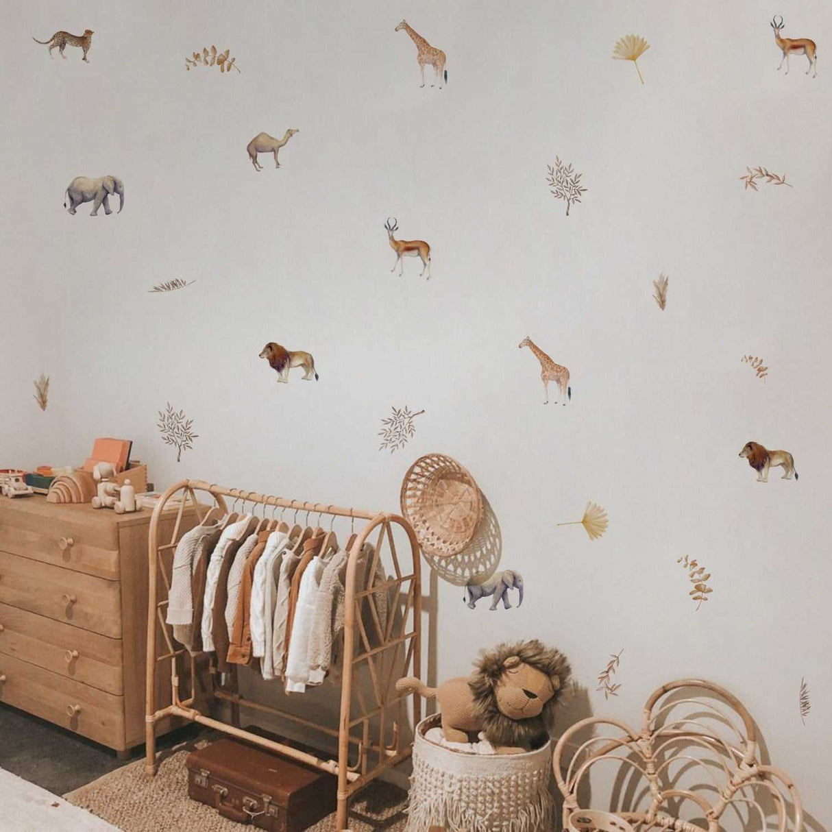 ChandeliersDecor.com-Kids Nursery Bohemian Wall Decals-Animals Boho Leaves Kids Wall Stickers - Creative Room Decor