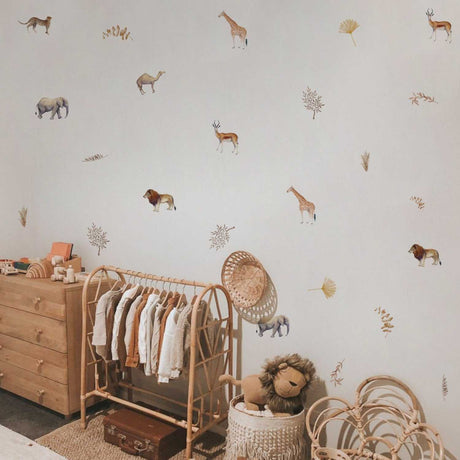ChandeliersDecor.com-Kids Nursery Bohemian Wall Decals-Animals Boho Leaves Kids Wall Stickers - Creative Room Decor