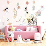 ChandeliersDecor.com-Home Decor Decals-Animals hanging from Balloons Wall decal | Animal Wall Stickers | Nursery Wall Stickers