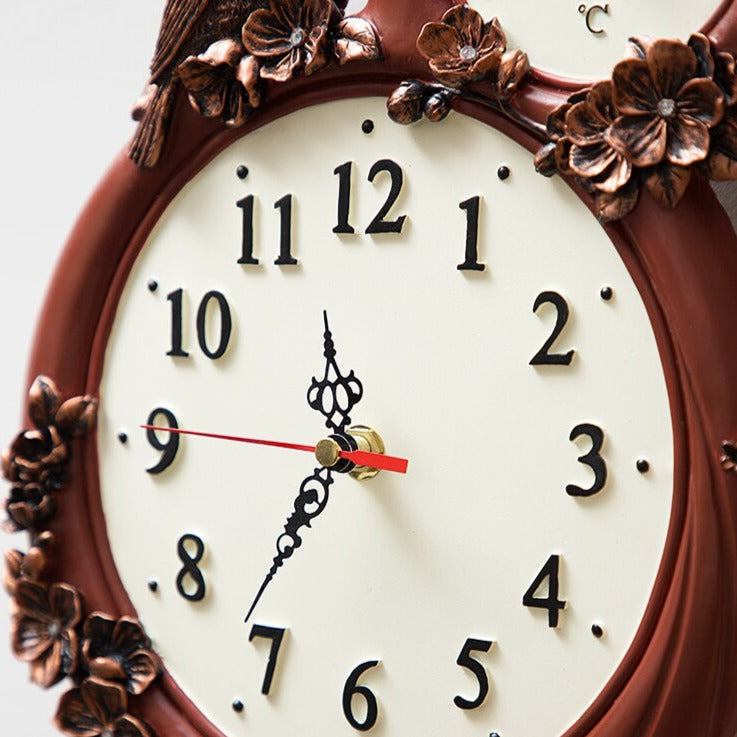 ChandeliersDecor.com-Wall Clocks-Antique Decor Wall Clock with Thermometer for Temperature