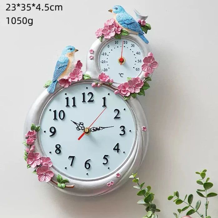 ChandeliersDecor.com-Wall Clocks-Antique Decor Wall Clock with Thermometer for Temperature