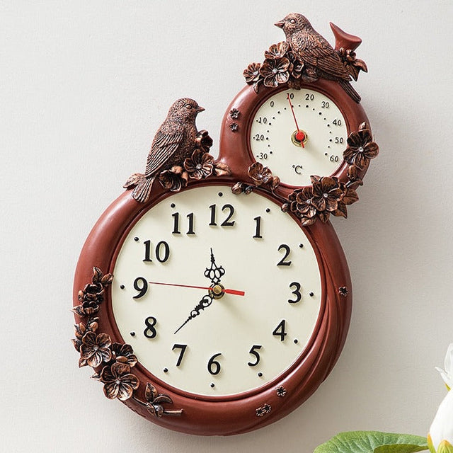 ChandeliersDecor.com-Wall Clocks-Antique Decor Wall Clock with Thermometer for Temperature