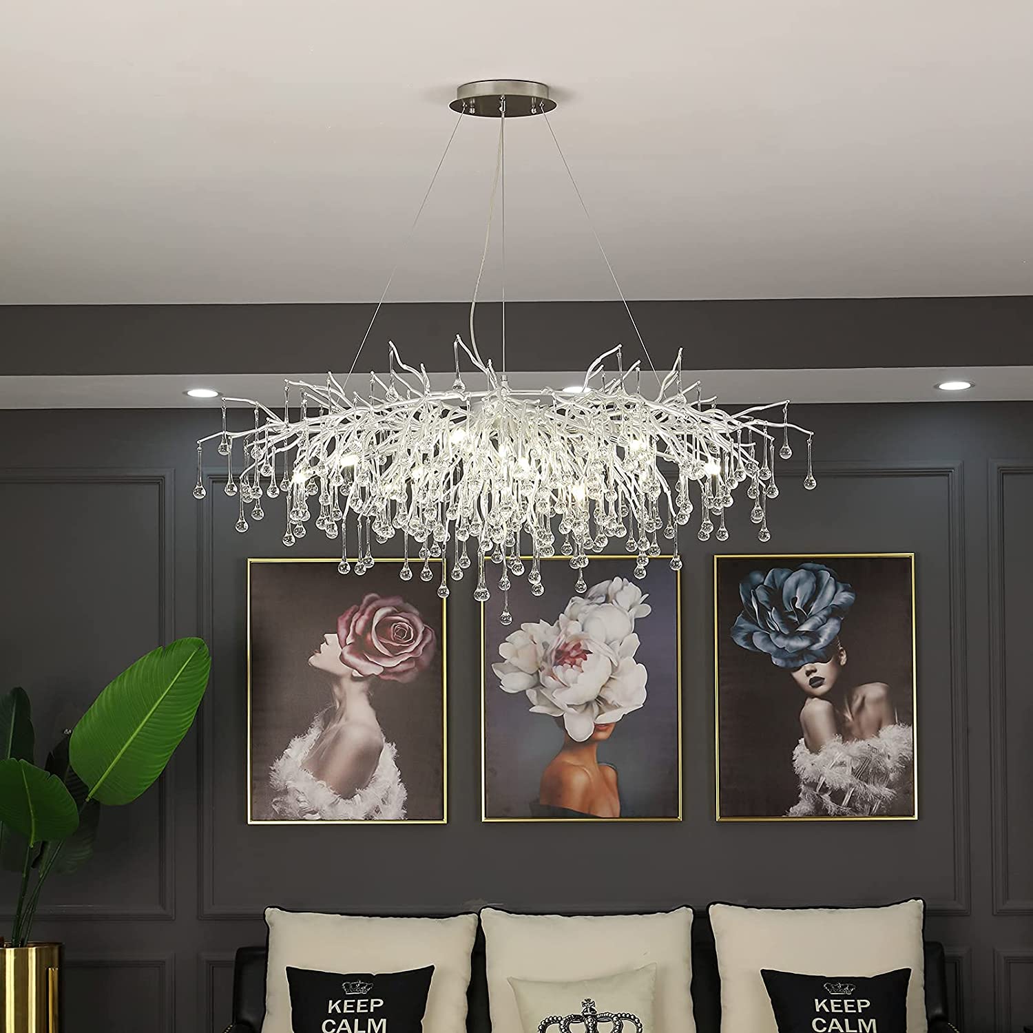 ChandeliersDecor.com-Kitchen Island-Artpad Rectangular Crystal Chandelier
