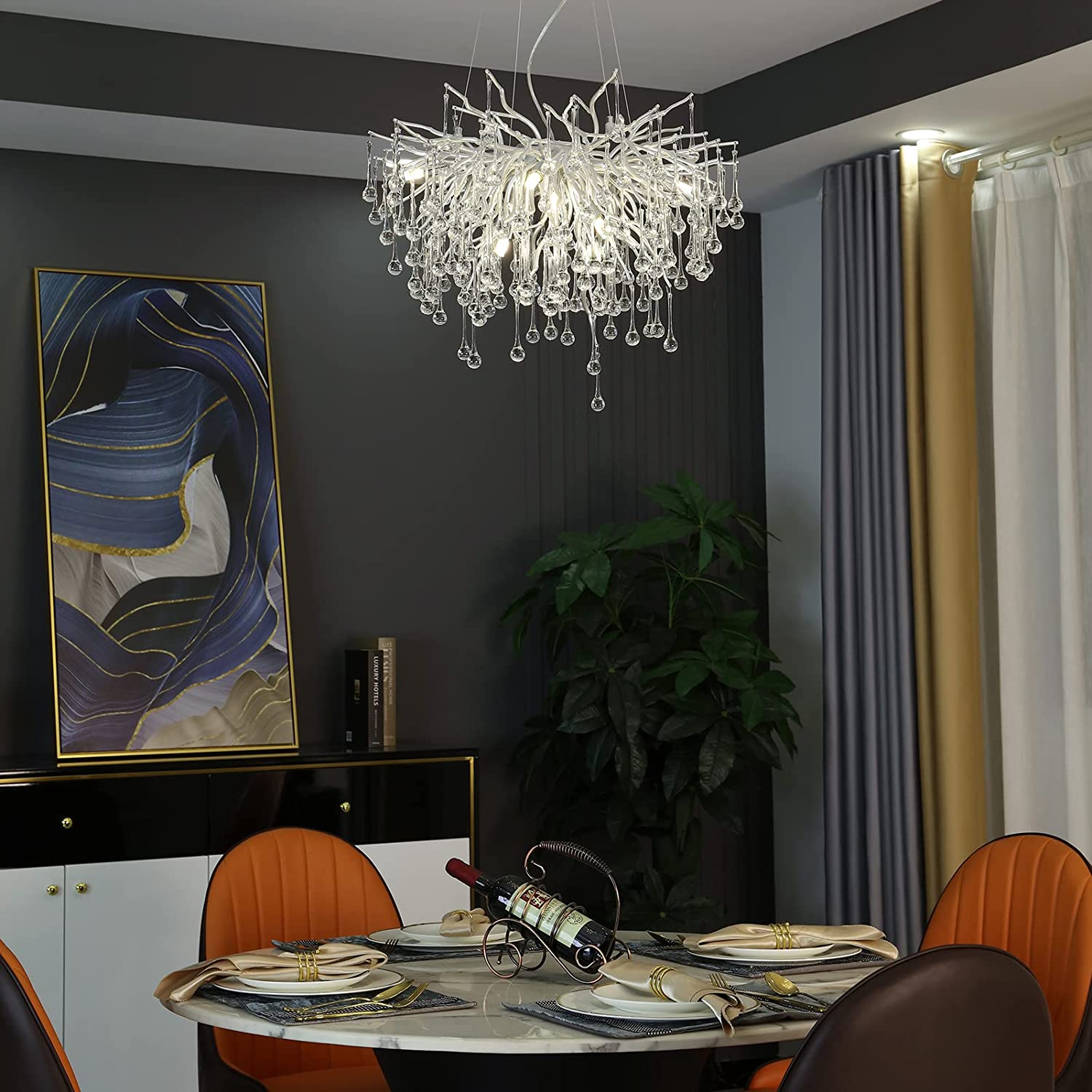 ChandeliersDecor.com-Kitchen Island-Artpad Rectangular Crystal Chandelier