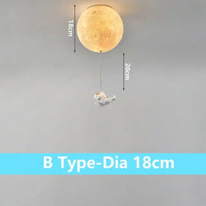 ChandeliersDecor.com-Kids Room Nursery Lighting-Astronaut Moon Ceiling Light for Kids Room