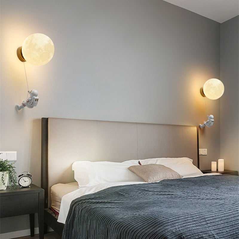 ChandeliersDecor.com-Kids Room Nursery Lighting-Astronaut on Moon Wall Lamp - Kids Room Lighting