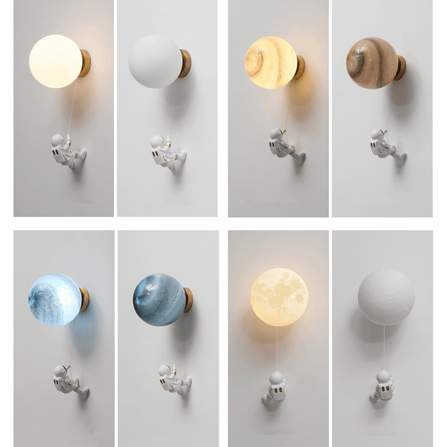ChandeliersDecor.com-Kids Room Nursery Lighting-Astronaut on Moon Wall Lamp - Kids Room Lighting