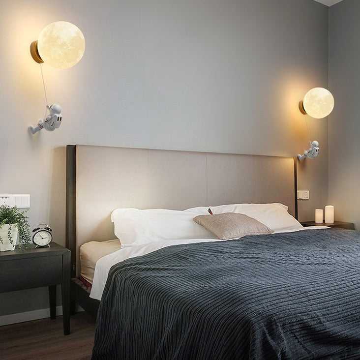 ChandeliersDecor.com-Kids Room Nursery Lighting-Astronaut on Moon Wall Lamp - Kids Room Lighting