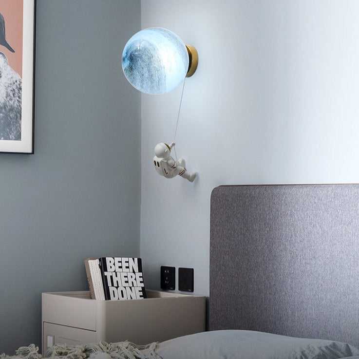 ChandeliersDecor.com-Kids Room Nursery Lighting-Astronaut on Moon Wall Lamp - Kids Room Lighting
