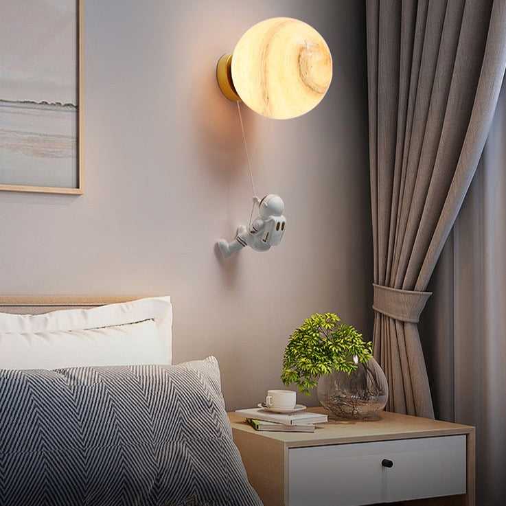 ChandeliersDecor.com-Kids Room Nursery Lighting-Astronaut on Moon Wall Lamp - Kids Room Lighting