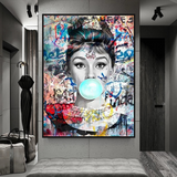 ChandeliersDecor.com-Audrey Hepburn Wall Art-Audrey Hepburn Chewing Gum Art - Unique Expression