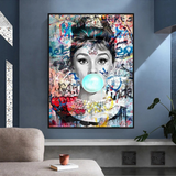 ChandeliersDecor.com-Audrey Hepburn Wall Art-Audrey Hepburn Chewing Gum Art - Unique Expression