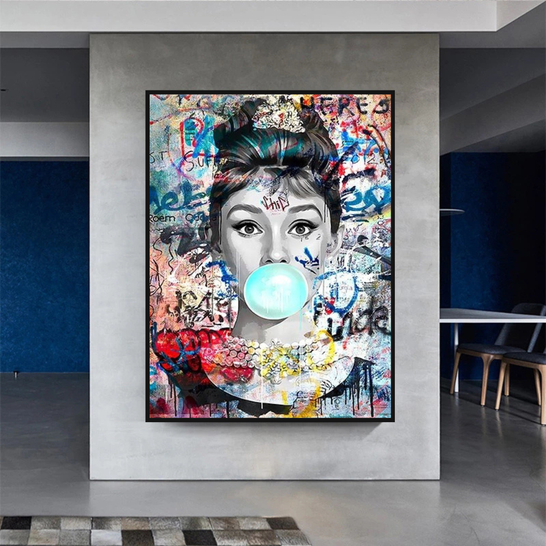 ChandeliersDecor.com-Audrey Hepburn Wall Art-Audrey Hepburn Chewing Gum Art - Unique Expression