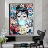ChandeliersDecor.com-Audrey Hepburn Wall Art-Audrey Hepburn Chewing Gum Art - Unique Expression
