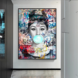 ChandeliersDecor.com-Audrey Hepburn Wall Art-Audrey Hepburn Chewing Gum Art - Unique Expression