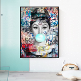 ChandeliersDecor.com-Audrey Hepburn Wall Art-Audrey Hepburn Chewing Gum Art - Unique Expression
