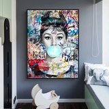 ChandeliersDecor.com-Audrey Hepburn Wall Art-Audrey Hepburn Chewing Gum Art - Unique Expression