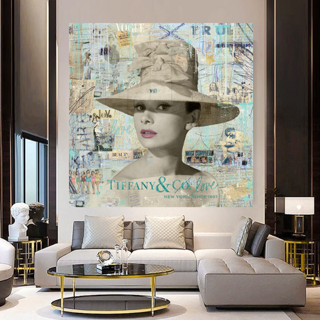 ChandeliersDecor.com-Audrey Hepburn Wall Art-Audrey Hepburn Tiffany Queen Canvas Art - Icon