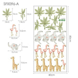 ChandeliersDecor.com-Home Decor Decals-Baby Animals Flamingo Elephant Giraffe Green Leaf Nursery Wall Stickers
