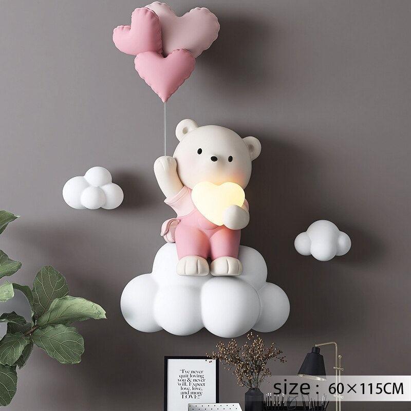 ChandeliersDecor.com-Kids Room Nursery Lighting-Balloon Bear Statue Wall Hanging Globe Light for Kids Room