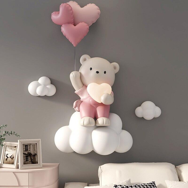 ChandeliersDecor.com-Kids Room Nursery Lighting-Balloon Bear Statue Wall Hanging Globe Light for Kids Room