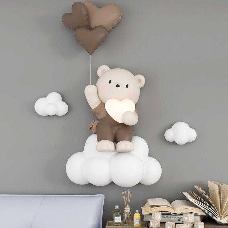 ChandeliersDecor.com-Kids Room Nursery Lighting-Balloon Bear Statue Wall Hanging Globe Light for Kids Room