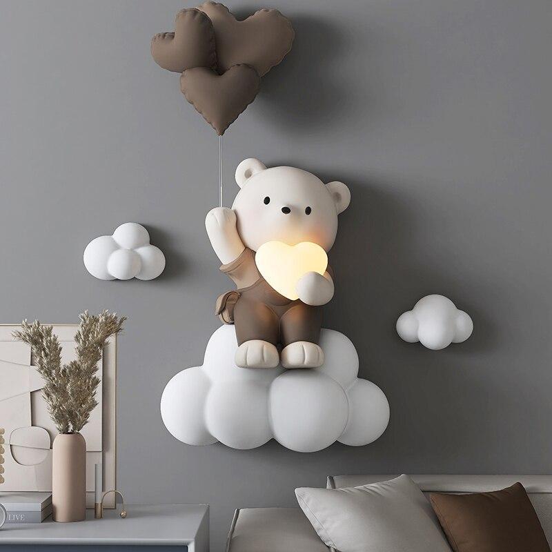 ChandeliersDecor.com-Kids Room Nursery Lighting-Balloon Bear Statue Wall Hanging Globe Light for Kids Room