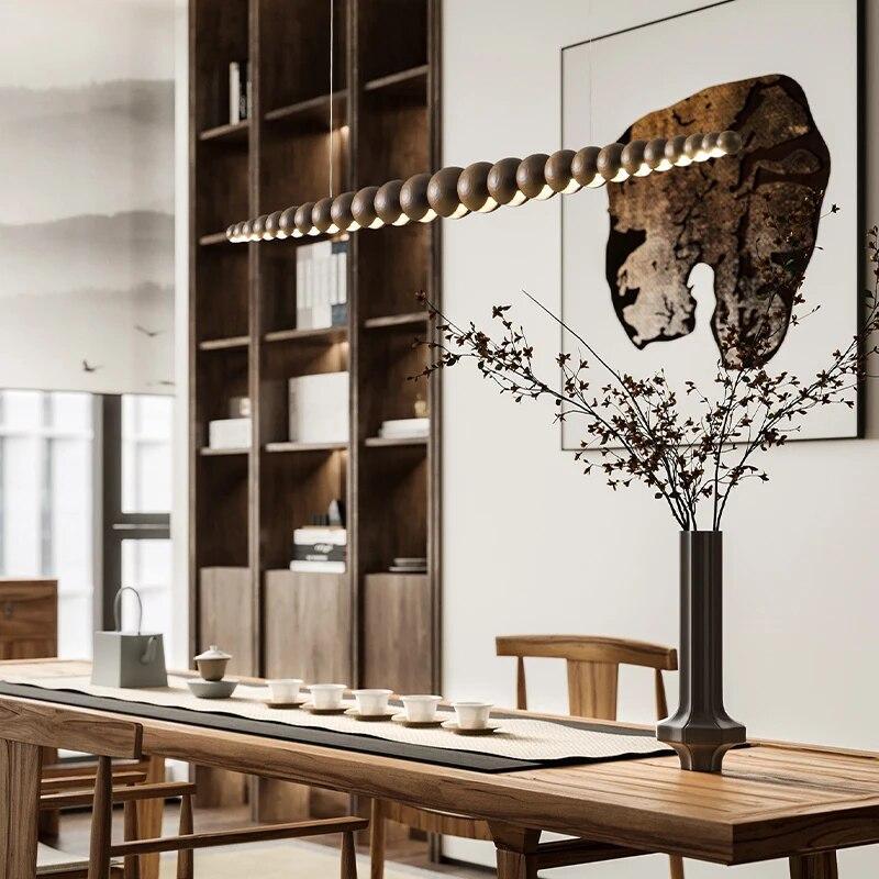 ChandeliersDecor.com-Kitchen Island-Bamboo Wood Globe Bar LED Pendant Light