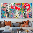 ChandeliersDecor.com-Banksy Wall Poster-Banksy Art Love Is All We Need Hearts Canvas Wall Art
