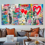 ChandeliersDecor.com-Banksy Wall Poster-Banksy Art Love Is All We Need Hearts Canvas Wall Art
