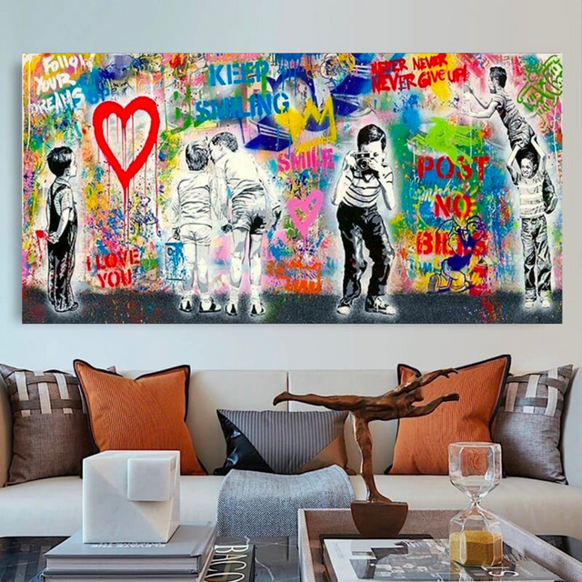 ChandeliersDecor.com-Banksy Wall Poster-Banksy Art Love Is All We Need Mix Canvas Wall Art