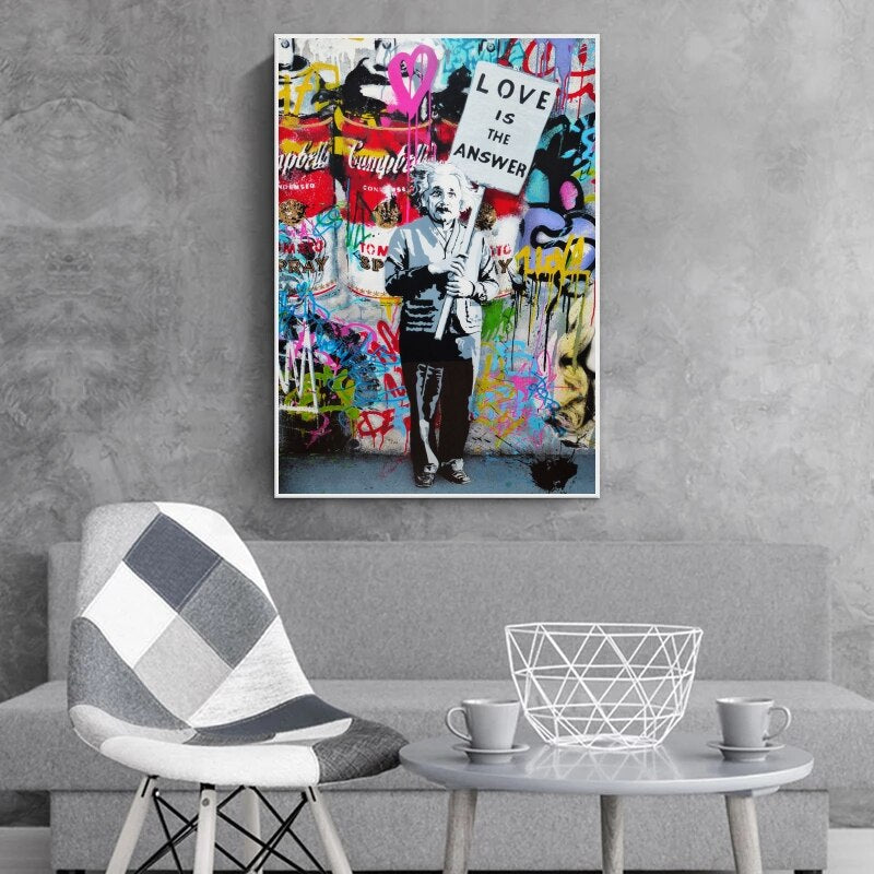 ChandeliersDecor.com-Banksy Wall Poster-Banksy Artwork Love is the answer Canvas Wall Art