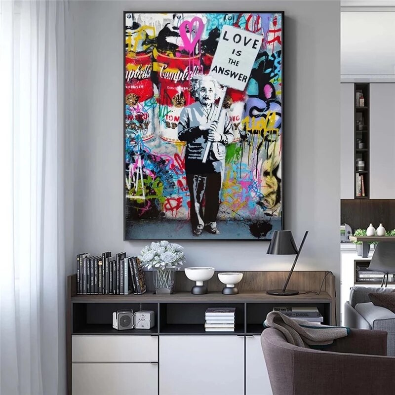 ChandeliersDecor.com-Banksy Wall Poster-Banksy Artwork Love is the answer Canvas Wall Art