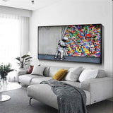 ChandeliersDecor.com-Banksy Wall Poster-Banksy Boy Behind The Curtain Canvas Wall Art