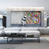 ChandeliersDecor.com-Banksy Wall Poster-Banksy Boy Behind The Curtain Canvas Wall Art
