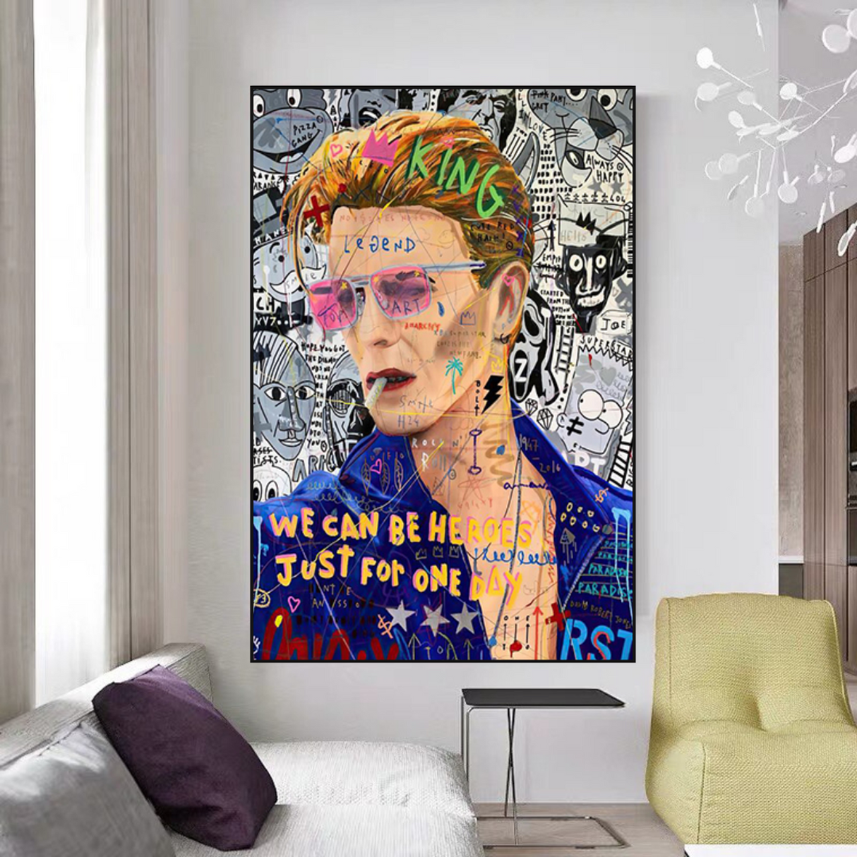 ChandeliersDecor.com-Musicians Wall Art-Banksy David Bowie Singer Canvas Wall Art