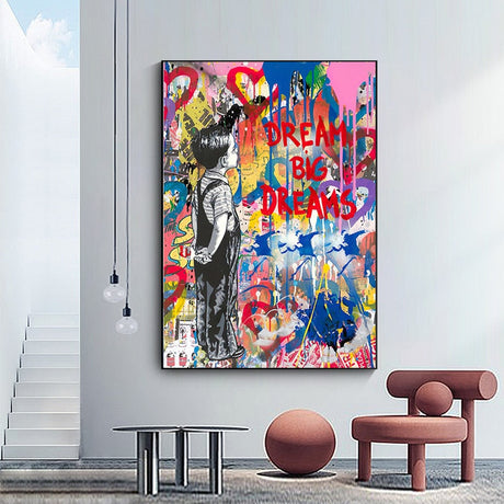 ChandeliersDecor.com-Banksy Wall Poster-Banksy Dream Big Dreams Wall Art - Boundless Imagination