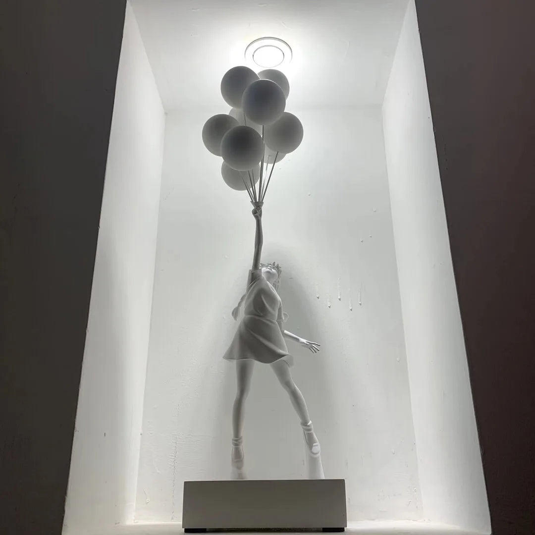 ChandeliersDecor.com-Banksy Statues-Banksy Flying Balloons Girl Figure
