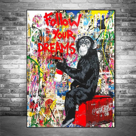 ChandeliersDecor.com-Banksy Wall Poster-Banksy Follow Your Dreams Canvas Art Posters Modern Graffiti Art
