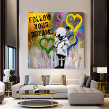 ChandeliersDecor.com-Banksy Wall Poster-Banksy Follow Your Dreams Graffiti Canvas Wall Art