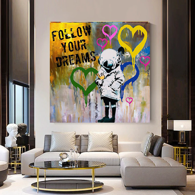 ChandeliersDecor.com-Banksy Wall Poster-Banksy Follow Your Dreams Graffiti Canvas Wall Art