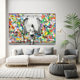ChandeliersDecor.com-Banksy Wall Poster-Banksy Freedom Curtains Lady Canvas Wall Art